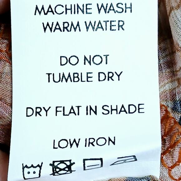 Tularosa SZ S Long Sheer Wide Leg Pants Tassle Tie Daisy Print In Rust Shades - Picture 8 of 8